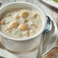 New England Clam Chowder · Creamy chowder w/ chopped clams, potatoes, celery and seasoning
