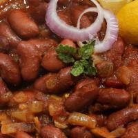 Rajma Chawal · Red beans cooked with onion, cinnamon and tomato gravy.