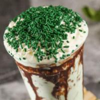 (Shake 16 Oz) Mint Choc.Chip  · 16 oz mint ice cream, whipped cream, and chocolate syrup drizzled on top.
