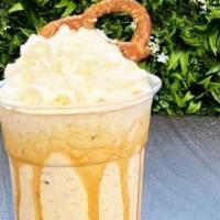 (Shake 16 Oz) Salted Carmel & Pretzel · 16 oz vanilla ice cream with crushed pretzels and salted Carmel  topped with whip cream and ...