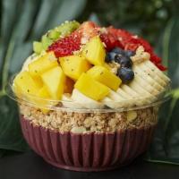 Coco Berry Bowl · Blended organic açaí, banana, coconut topped with banana, berry, mango, kiwi, granola, chia,...