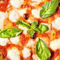 Margherita Pie · Tomato sauce, mozzarella di bufala and Wisconsin mozzarella with fresh locally grown basil. ...