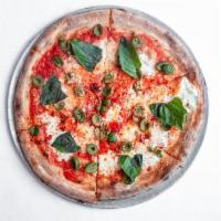 Olive Pizza · house made mozzarella, castelvetrano olives, tomato, basil