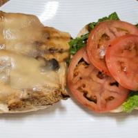 Zeyatta · Grilled chicken with Swiss, bacon, lettuce, tomato and honey mustard on toasted bread.