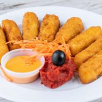 Mozzarella Sticks · Served with marinara sauce.