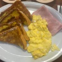 French Toast With Two Eggs And Ham · 