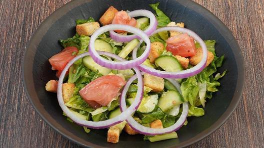 Mixed Greens Salad · mixed greens, tomato, cucumber, red onion, balsamic vinaigrette, croutons.