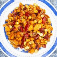 Kung Pao Chicken. · Stir fried with peanuts, peppercorn, dried chili pepper, garlic