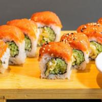 Chelsea Roll · Spicy. In - shrimp tempura and cucumber. Top - spicy tuna.