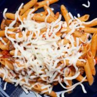 Penne Alla Siciliana · Penne pasta with eggplant, tomato sauce, and Mozzarella cheese.