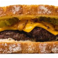 Burger Melt · American & NY Cheddar, Pickles & Burger Sauce.