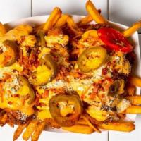3 Piece Loaded Tenders & Fries · 3 Chicken Tenders topped with Melt Sauce, Cheese Sauce, Cherry Peppers, Herb Parmesan & Baco...