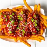 3 Piece Korean Bbq Tenders & Fries · 3 Chicken Tenders sauced with Korean Sticky Glaze & topped with Scallions and Sesame Seeds s...