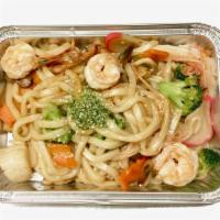 Yaki Udon · Pan fried noodles with seafood and vegetables.