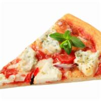 Grandma Slice Pizza · Thin Sicilian crust brushed with olive oil & garlic, fresh mozzarella, and spotted with chun...