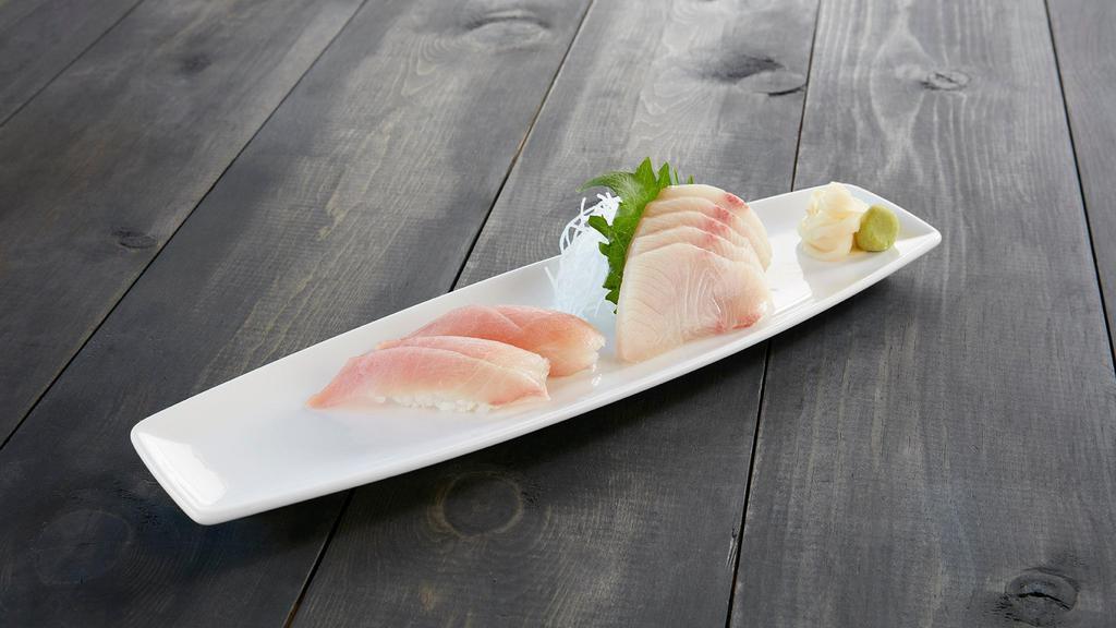 Yellowtail (Sashimi) · 5 pc. Sashimi served traditionally.