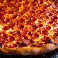 Pepperoni · Olive oil, plum tomato sauce, pepperoni and a blend of cheeses.