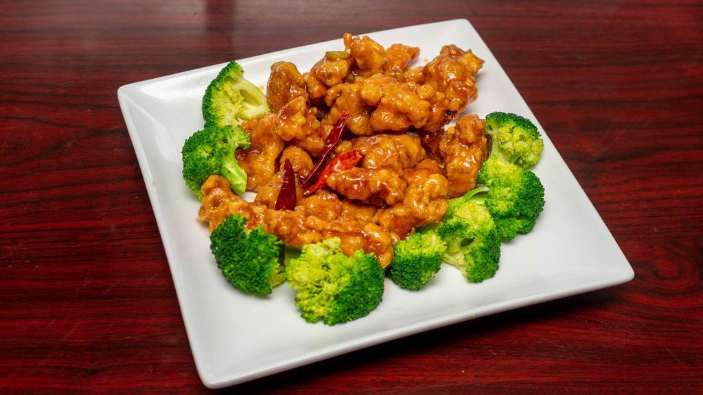 General Tso'S Chicken · Spicy. Served with egg roll and pork fried rice or white rice.
