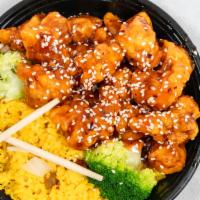 Sesame Chicken · Spicy. Served with egg roll and pork fried rice or white rice.