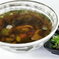 Seasonal Vegetable Soup · Bok Choi, Asparagus, Oyster Mushroom, Yellow Squash & Zucchini