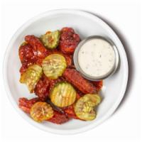 Nashville Hot Jumbo Wings (Gf) · nae*- never antibiotics ever; nae* jumbo chicken wings, served with sweet pickles, buttermil...