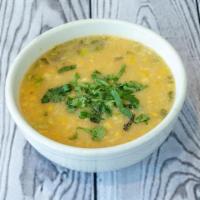 Spicy Corn Soup · Roasted Corn, red peppers, ginger, fresh cilantro