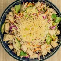 Chicken Slaw Salad · Pulled White Meat Chicken, House Slaw, Cucumbers, Red Onions, Peppers, Carrots, Sesame Seeds...