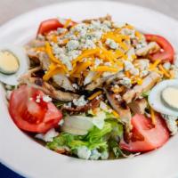 Cobb Salad · Grilled Chicken, Crumbled Blue Cheese, Tomato, Bacon, Hard Boiled Egg and Mixed Shredded Che...