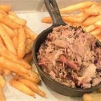 Pulled Pork Platter · House rubbed, smoked slow and low for 10 hours. Served with any 2 sides.