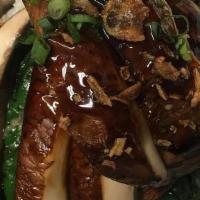 Grilled Mushroom Bowl · steamed rice, scallions, crispy shallots, Japanese soy glaze, spinach, sambal aioli