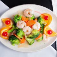 Shrimp With Broccoli · Served with choice of rice and choice of side.