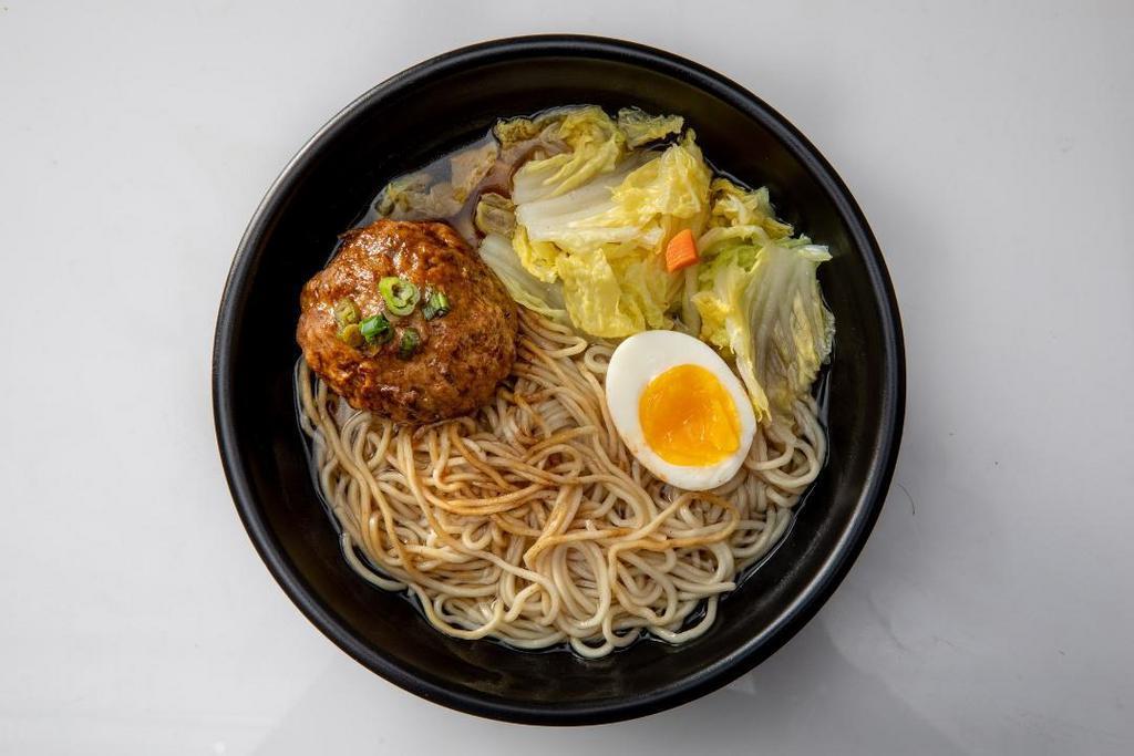 N2 Meatball Dry Noodles · 1 Traditional Shanghainese pork meatball with garden veggies, half egg, and noodle.