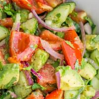 Avocado Salad · Garden Salad Mix, red onion, green, red pepper, tomatoes, carrot, cucumber,avocado.