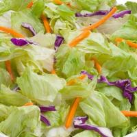 Garden Salad · Lettuce, carrot, cucumber, mixed pepper, red cabbage and tomatoes.