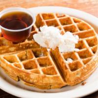 Gluten-Free Waffles · With housemade coconut butter and real maple syrup.