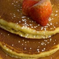 Three Golden Pancakes · Add proteins for additional charges.