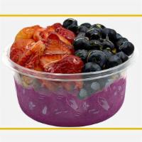 Dragonberry Pitaya (Dragonfruit) Bowl · Pitaya non-dairy (plant-based) blend or fresh OJ. Non-GMO strawberries, non-GMO blueberries,...