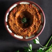 Muhammara · Red pepper paste, walnuts, bread crumbs & olive oil