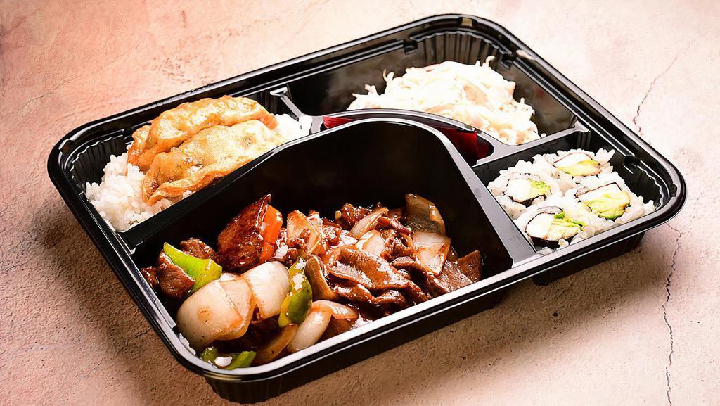 Dinner Bento Box - Bulgogi · includes rice, salad, gyoza, california roll and miso soup