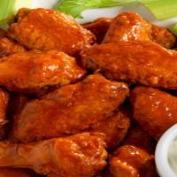 12 Pieces Wings  · Served with Choice of sauce (Buffalo,  Honey BBQ,  Lemon pepper, Teriyaki, Garlic parmsean, ...