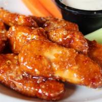 Meatless Gardein Wings · Choice of Buffalo, BBQ, Sweet Chili or Nashville Hot sauce. Blue cheese or ranch dipping sau...