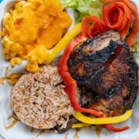 Jerk Chicken (Spicy) · Spicy. Served with white rice or rice and peas.