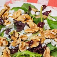 Tri Color Salad · Spring mix with Gorgonzola cheese, dried cranberries, and walnuts tossed in a balsamic vinai...
