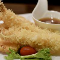 Shrimp Tempura · Served with rice and soup salad.