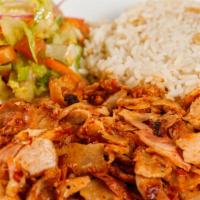 Chicken Gyro · Served with house salad and rice.