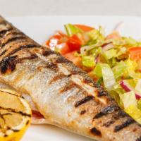 Grilled Branzini · Served with house salad.