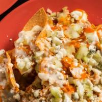 Buffalo Chicken · Chicken steak, buffalo sauce, crumbled bleu cheese, diced celery, buttermilk ranch.