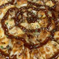 Bbq Chicken Pizza · House BBQ sauce, fried or grilled chicken and mozzarella.