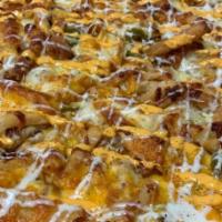 Firework Fries Pizza · Our Specialty Firework Fries, now as a Pizza. Loaded up with fries, fried chicken, jalapeños...