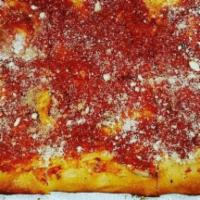Traditional Thin Crust Round Pizza · Homemade tomato sauce and mozzarella cheese. Add toppings for an additional charge.